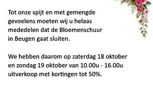 Uitverkoop De Bloemenschuur Beugen